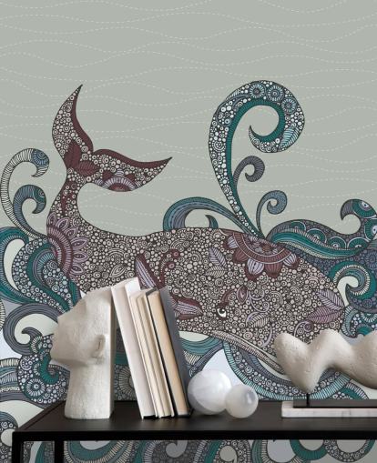 Illustrated Whale Wallpaper