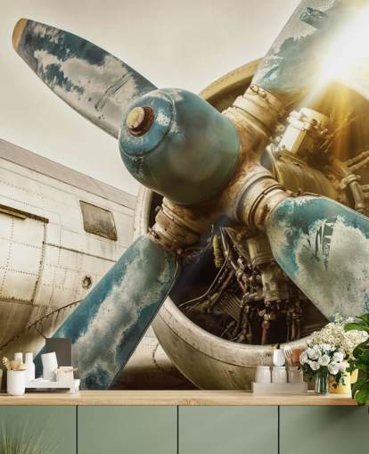 Papel pintado de hélice de avión viejo Papel pintado de hélice de avión viejo