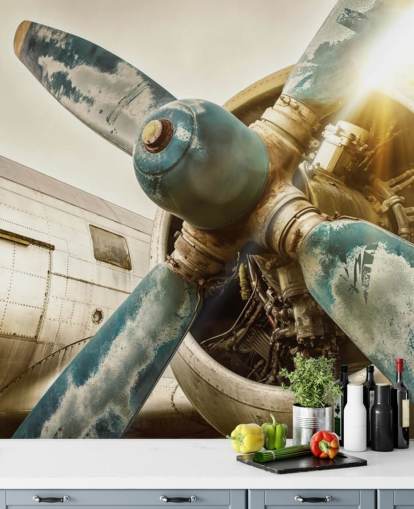 Papel pintado de hélice de avión viejo