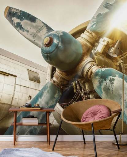 Papel pintado de hélice de avión viejo