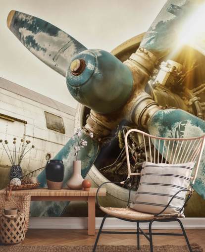 Papel pintado de hélice de avión viejo