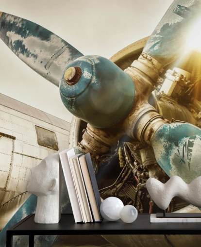 Papel pintado de hélice de avión viejo