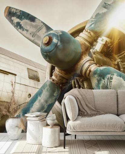 Papel pintado de hélice de avión viejo