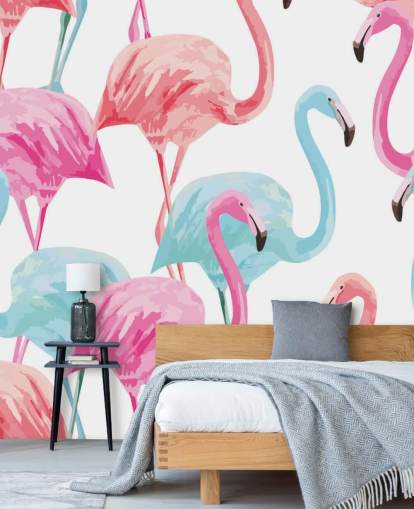 Blå og Pink Flamingo Baggrund