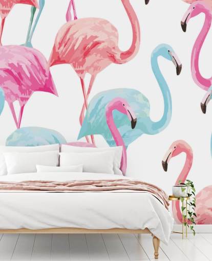 Blå og Pink Flamingo Baggrund