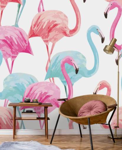 Blå och rosa Flamingo Bakgrund Blå och rosa Flamingo Bakgrund