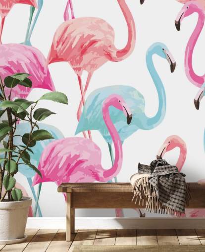 Blå og Pink Flamingo Baggrund Blå og Pink Flamingo Baggrund