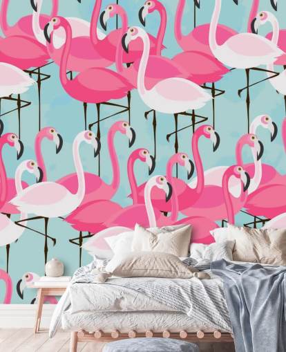 Vaaleanpunainen ja valkoinen Flamingo Taustakuva Vaaleanpunainen ja valkoinen Flamingo Taustakuva