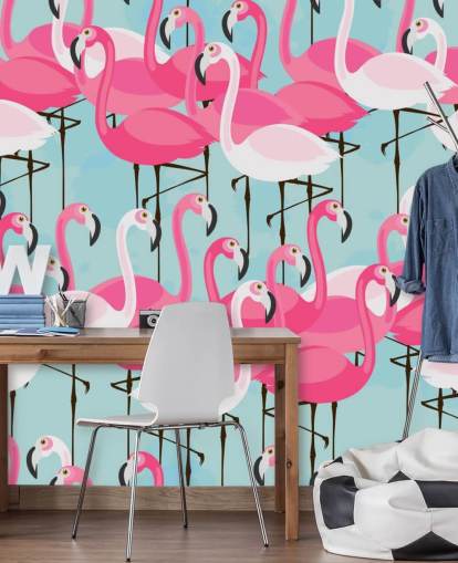 Vaaleanpunainen ja valkoinen Flamingo Taustakuva