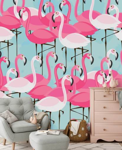 Pink and White Flamingo Wallpaper