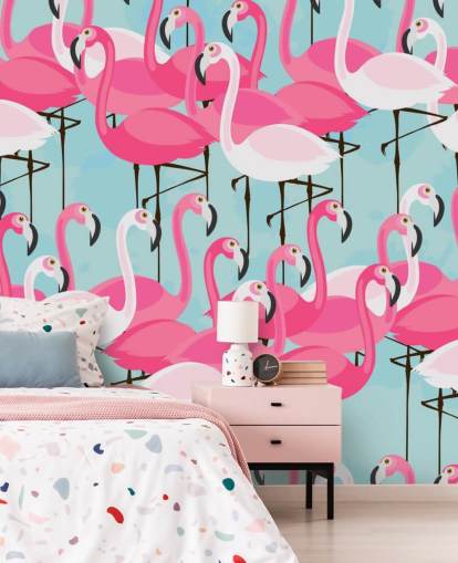 Vaaleanpunainen ja valkoinen Flamingo Taustakuva