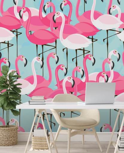 Pink and White Flamingo Wallpaper
