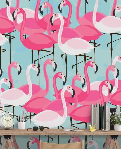 Pink and White Flamingo Wallpaper