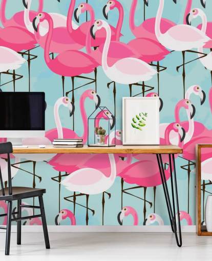 Pink and White Flamingo Wallpaper