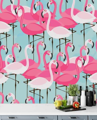 Pink and White Flamingo Wallpaper
