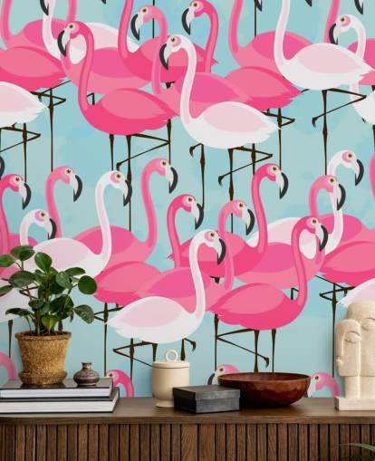 Pink and White Flamingo Wallpaper