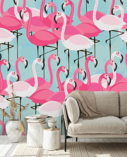 Pink and White Flamingo Wallpaper