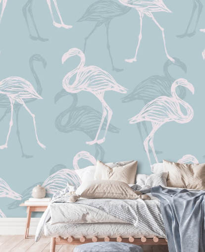 Papel de parede Blue Flamingo Papel de parede Blue Flamingo