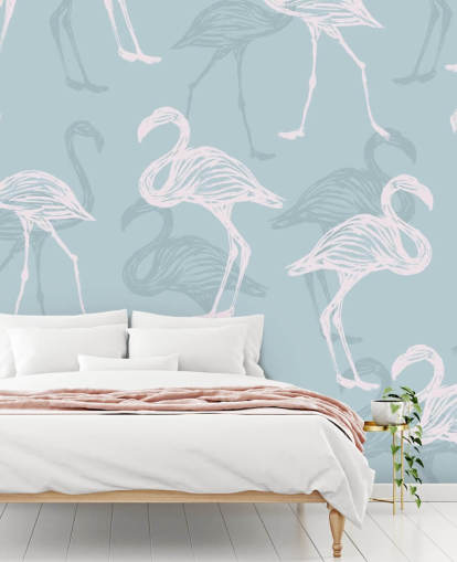 Papel Pintado Flamenco Azul