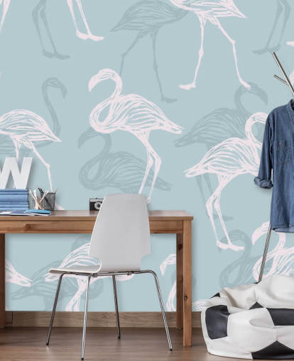 Carta da parati Blue Flamingo