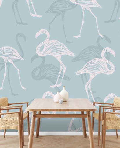 Papel Pintado Flamenco Azul