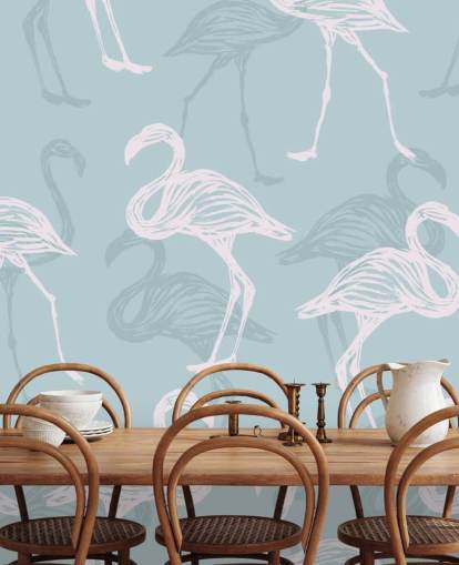 Papel Pintado Flamenco Azul