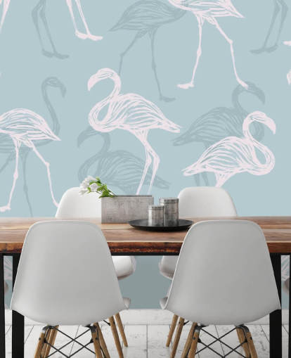 Papel Pintado Flamenco Azul