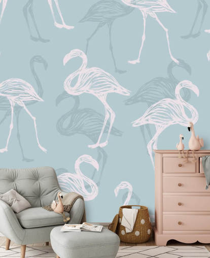 Blue Flamingo Wallpaper