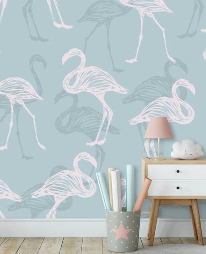 Blue Flamingo Wallpaper