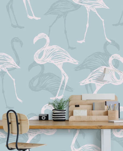 Blue Flamingo Wallpaper