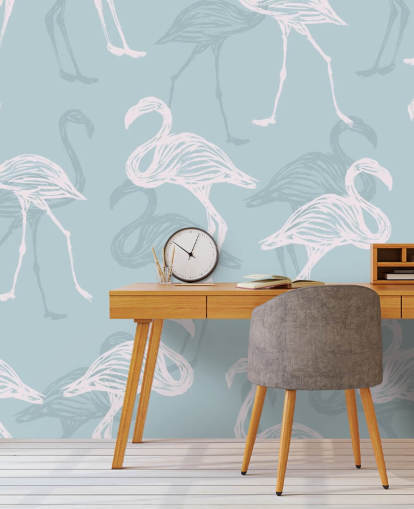 Papel Pintado Flamenco Azul