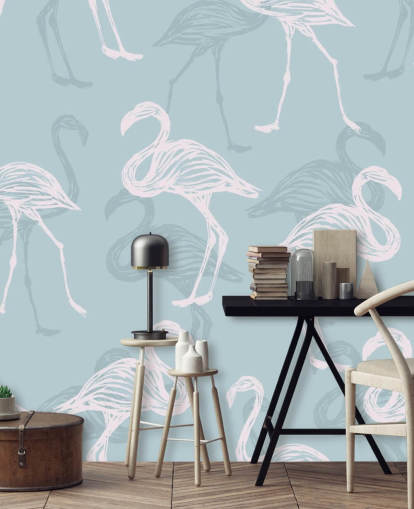 Blue Flamingo Wallpaper