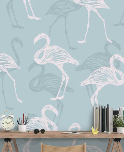 Papel Pintado Flamenco Azul