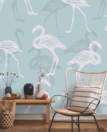 Blue Flamingo Wallpaper