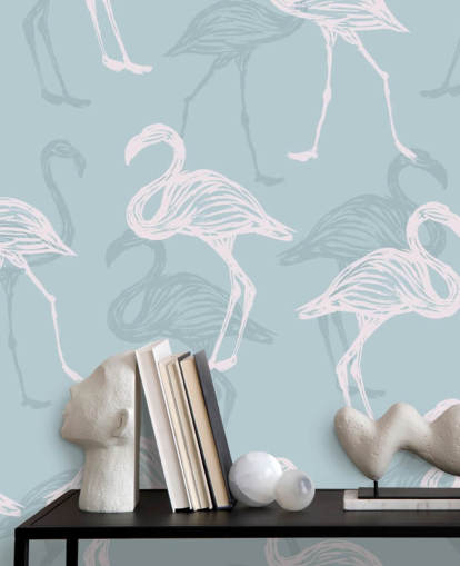 Blue Flamingo Wallpaper