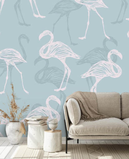 Papel Pintado Flamenco Azul