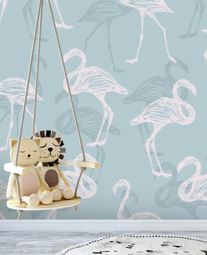 Papier Peint Blue Flamingo Papier Peint Blue Flamingo