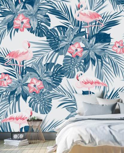 Blå och rosa Flamingo Bakgrund