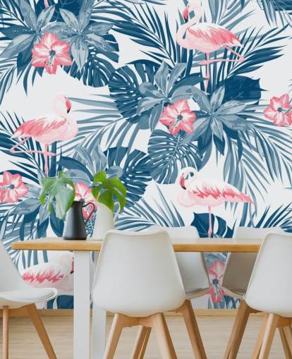Blue and Pink Flamingo Wallpaper