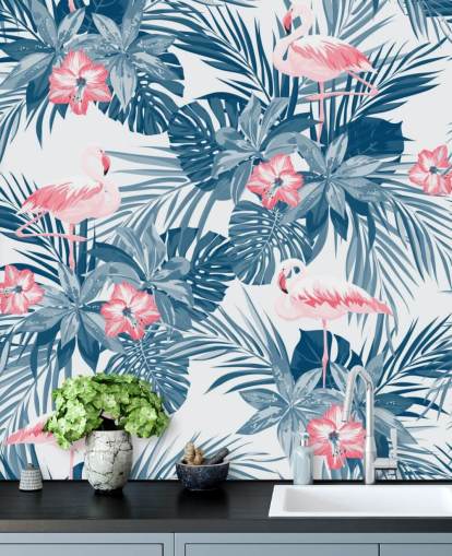 Sininen ja vaaleanpunainen Flamingo Taustakuva Sininen ja vaaleanpunainen Flamingo Taustakuva