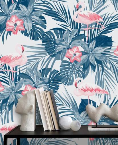 Blue and Pink Flamingo Wallpaper