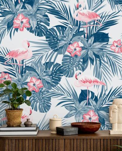 Blue and Pink Flamingo Wallpaper Blue and Pink Flamingo Wallpaper