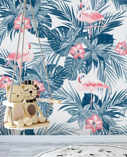 Blue and Pink Flamingo Wallpaper