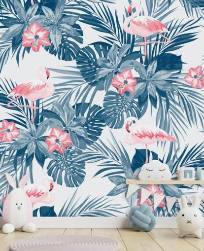 Blue and Pink Flamingo Wallpaper