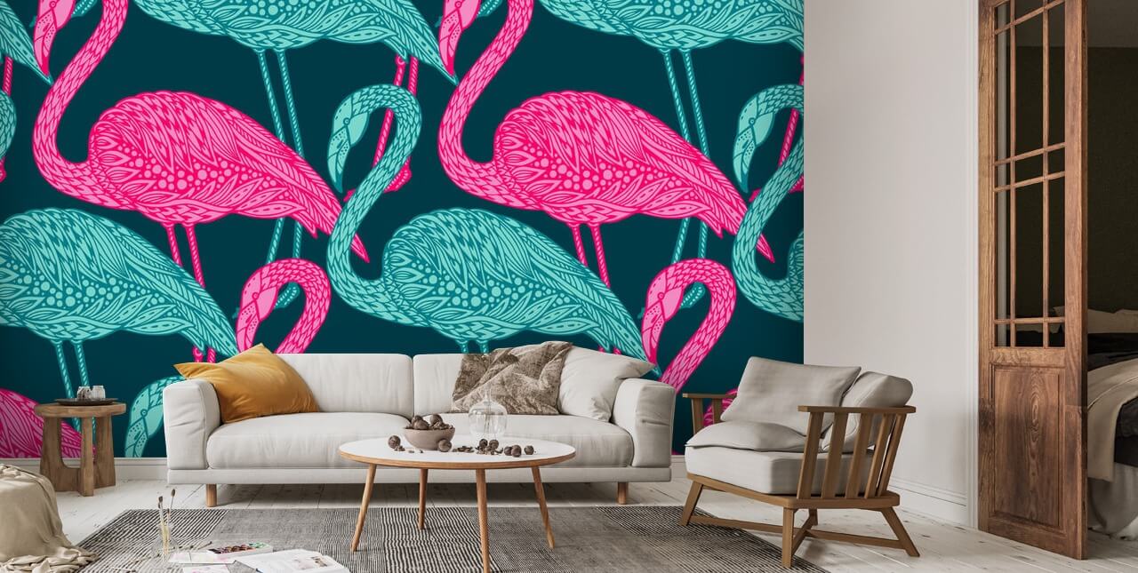 Flamingo Doodle Wallpaper | Wallsauce US