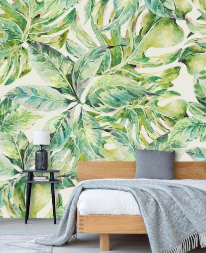 Large Green Leaves Wall Mural 