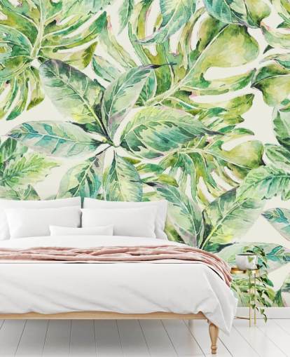 Mural de pared Hojas verdes grandes Mural de pared Hojas verdes grandes