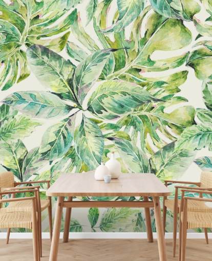 Large Green Leaves Wall Mural 