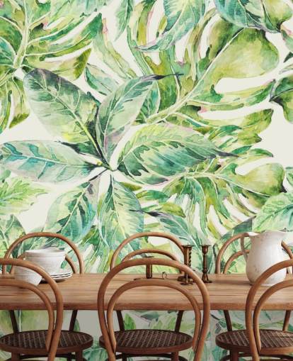 Décoration murale grandes feuilles vertes 