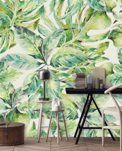 Large Green Leaves Wall Mural 